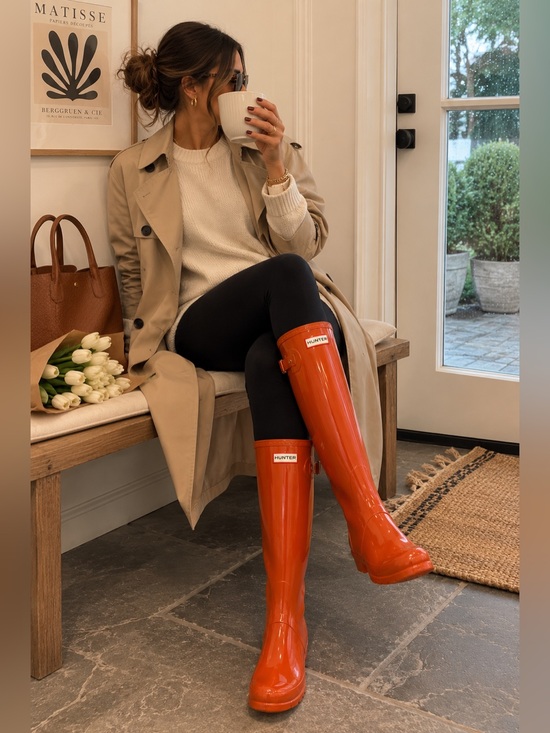 Hunter Shoes - Hunter Women’s Original Gloss Orange Rain Boots Size 10